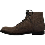 Dolce & Gabbana Gray Crocodile Leather Derby Boots MV4549- 42