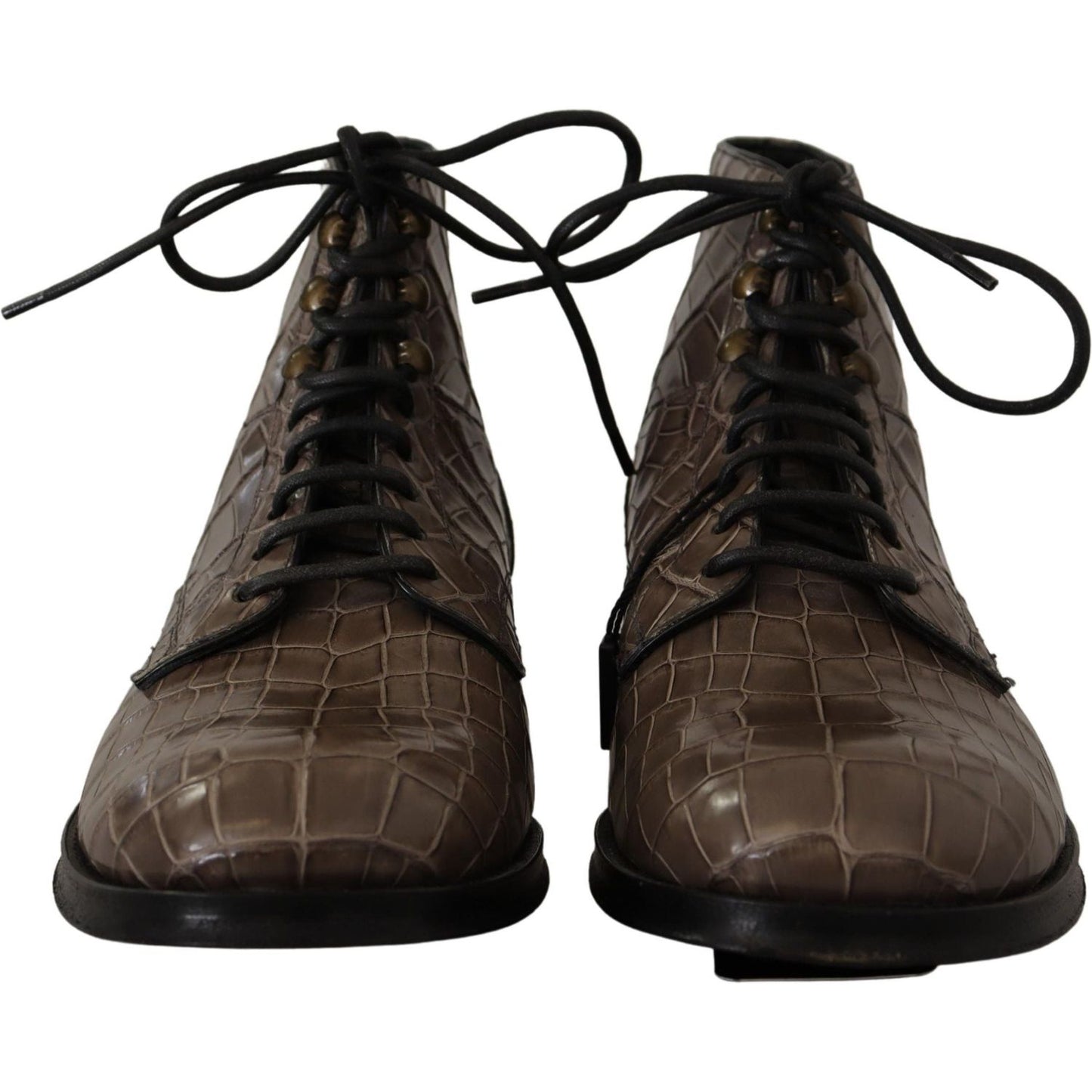 Dolce & Gabbana Gray Crocodile Leather Derby Boots MV4549- 42