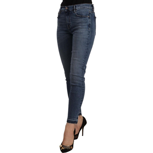 Don The Fuller Blue Mid Waist Cotton Denim Slim Fit Cropped Jeans