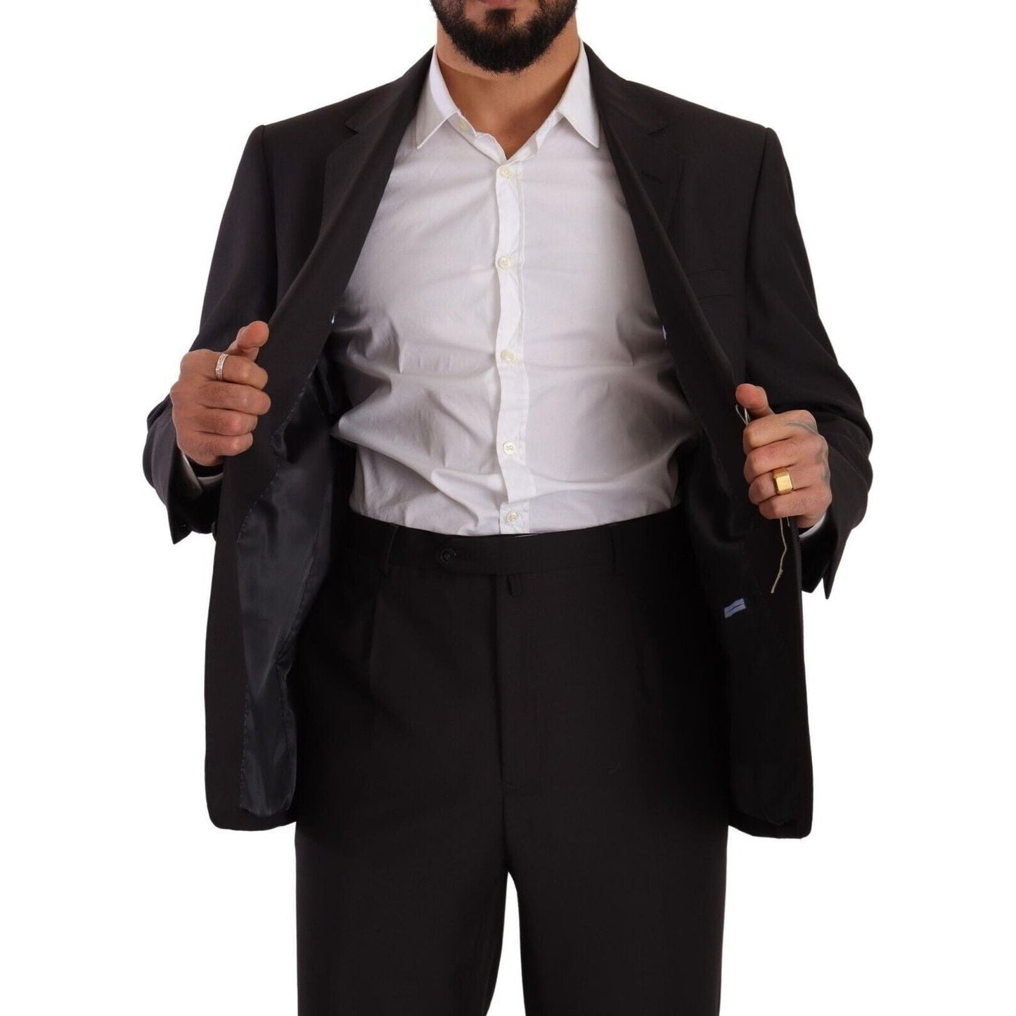 Domenico Tagliente Gray Polyester Single Breasted Formal Suit KOS1943 - 53