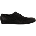Dolce & Gabbana Black Caiman Leather Mens Oxford Shoes