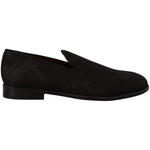 Dolce & Gabbana Black Floral Brocade Slippers Loafers Shoes