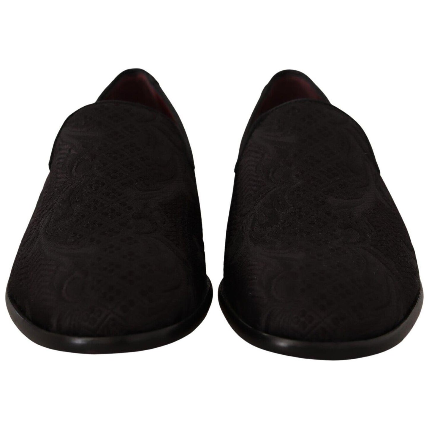 Dolce & Gabbana Black Floral Brocade Slippers Loafers Shoes