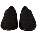Dolce & Gabbana Black Floral Brocade Slippers Loafers Shoes