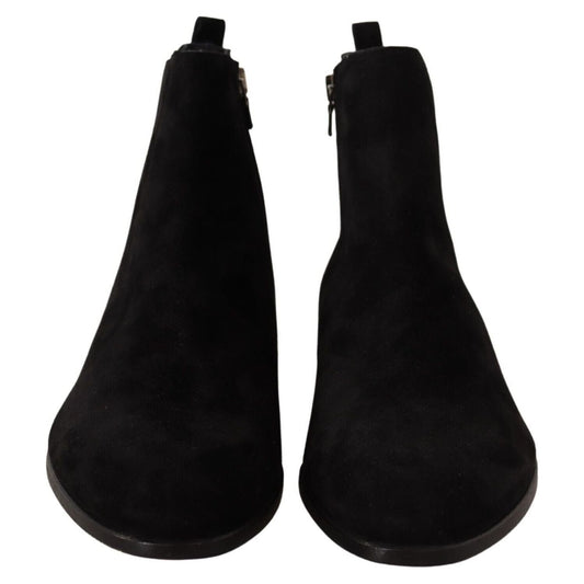 Dolce & Gabbana Black Suede Leather Chelsea Mens Boots Shoes