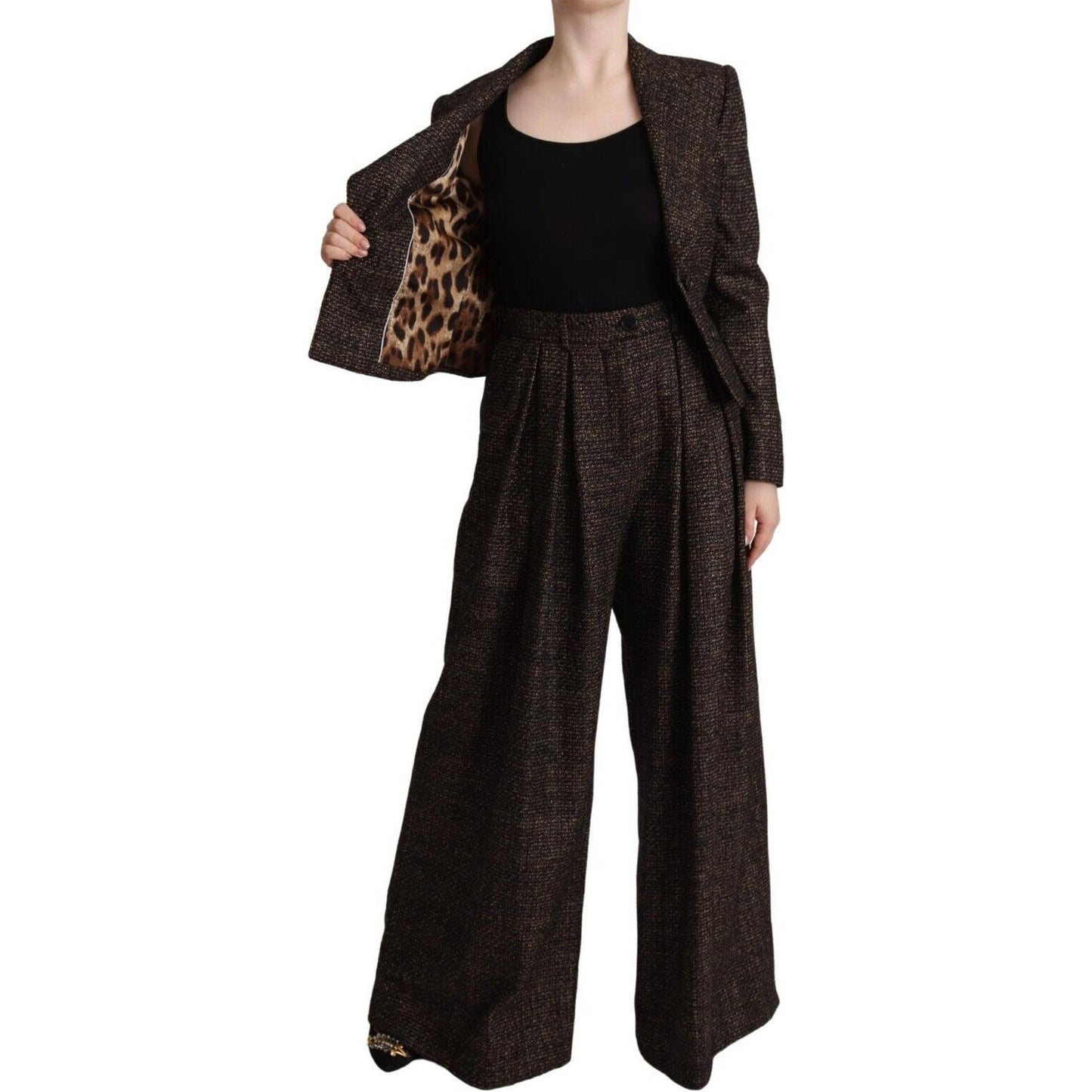 Dolce & Gabbana Dark Brown Wool Single Breasted 2 Pc Jacket Pants