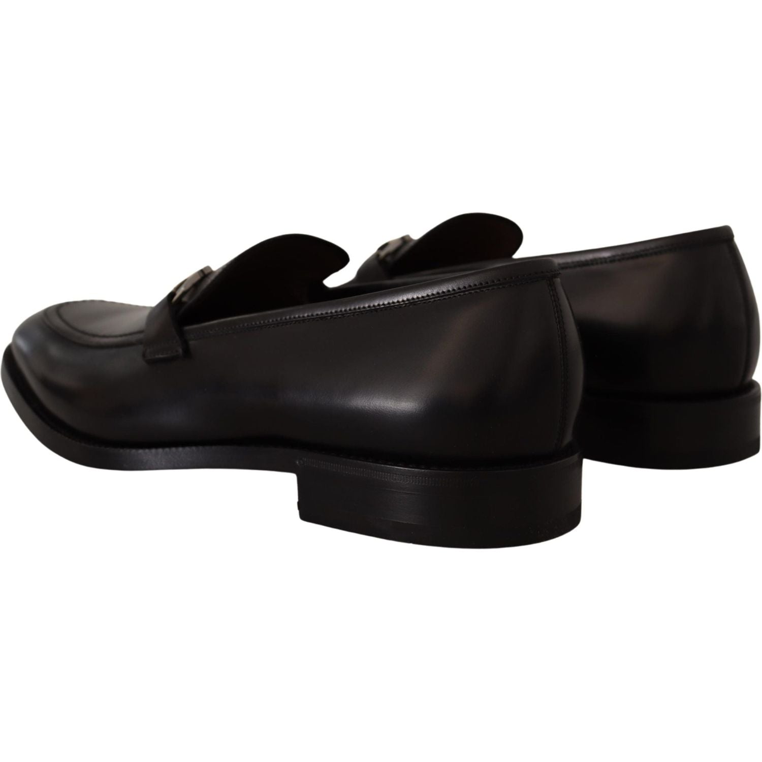 حذاء سلفاتوري فيراغامو من الجلد الأسود الناعم Gancio Bit Loafers