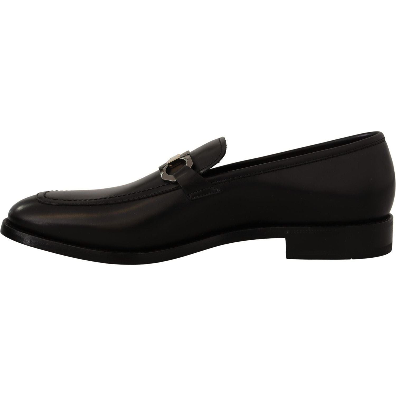 حذاء سلفاتوري فيراغامو من الجلد الأسود الناعم Gancio Bit Loafers