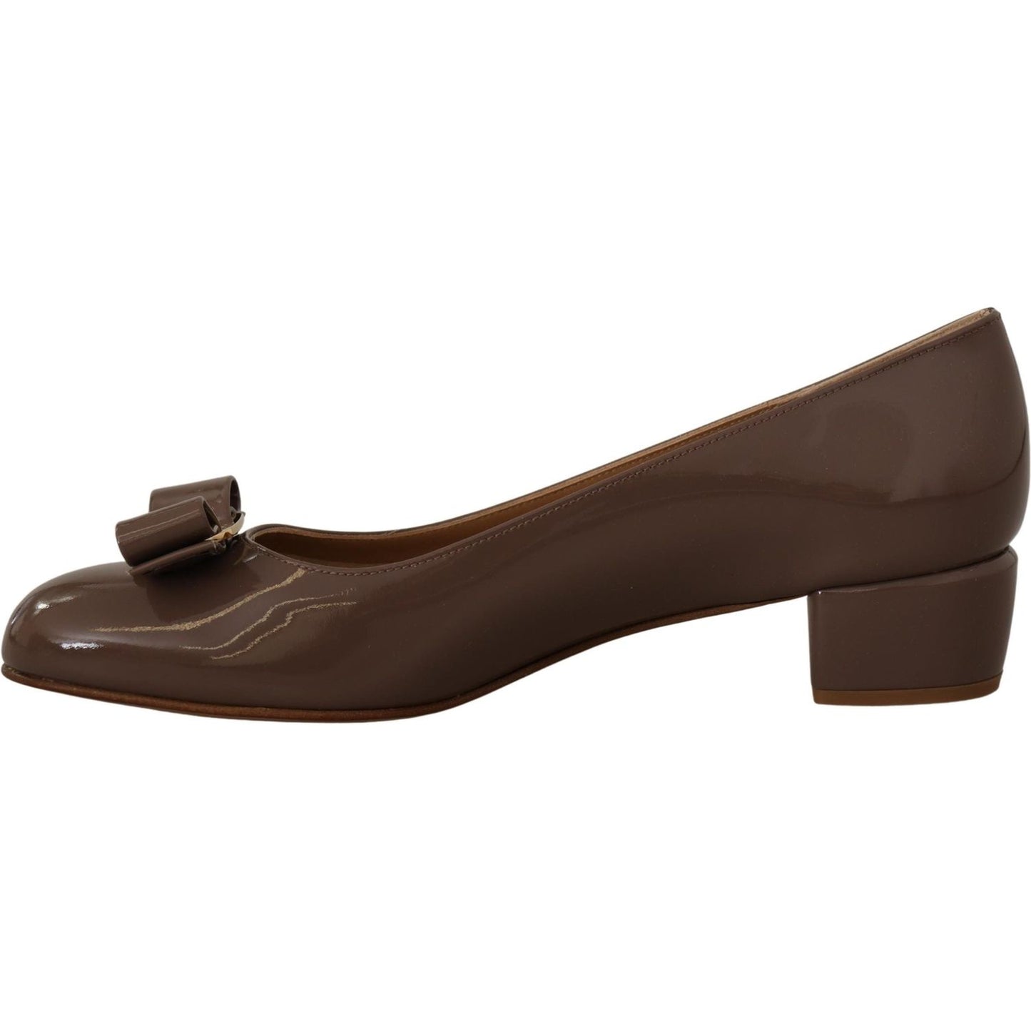 Salvatore Ferragamo Elegant Caraway Brown Pumps with Vara Bow WOMAN PUMPS
