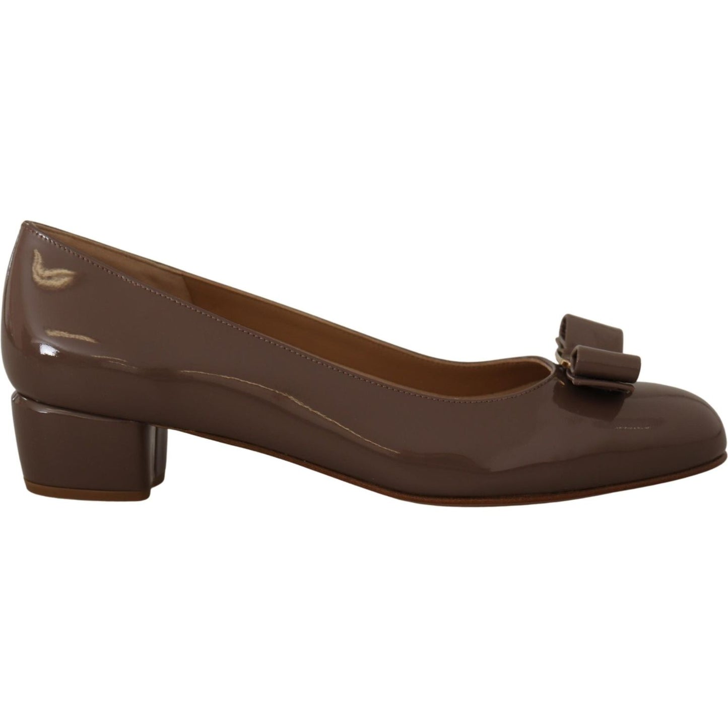 Salvatore Ferragamo Elegant Caraway Brown Pumps with Vara Bow WOMAN PUMPS