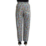 Dolce & Gabbana Blue Floral Print High Waist Denim Tapered Jeans
