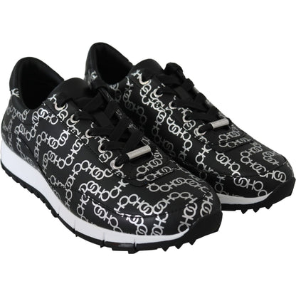 Jimmy Choo Black and Silver Leather Monza Sneakers