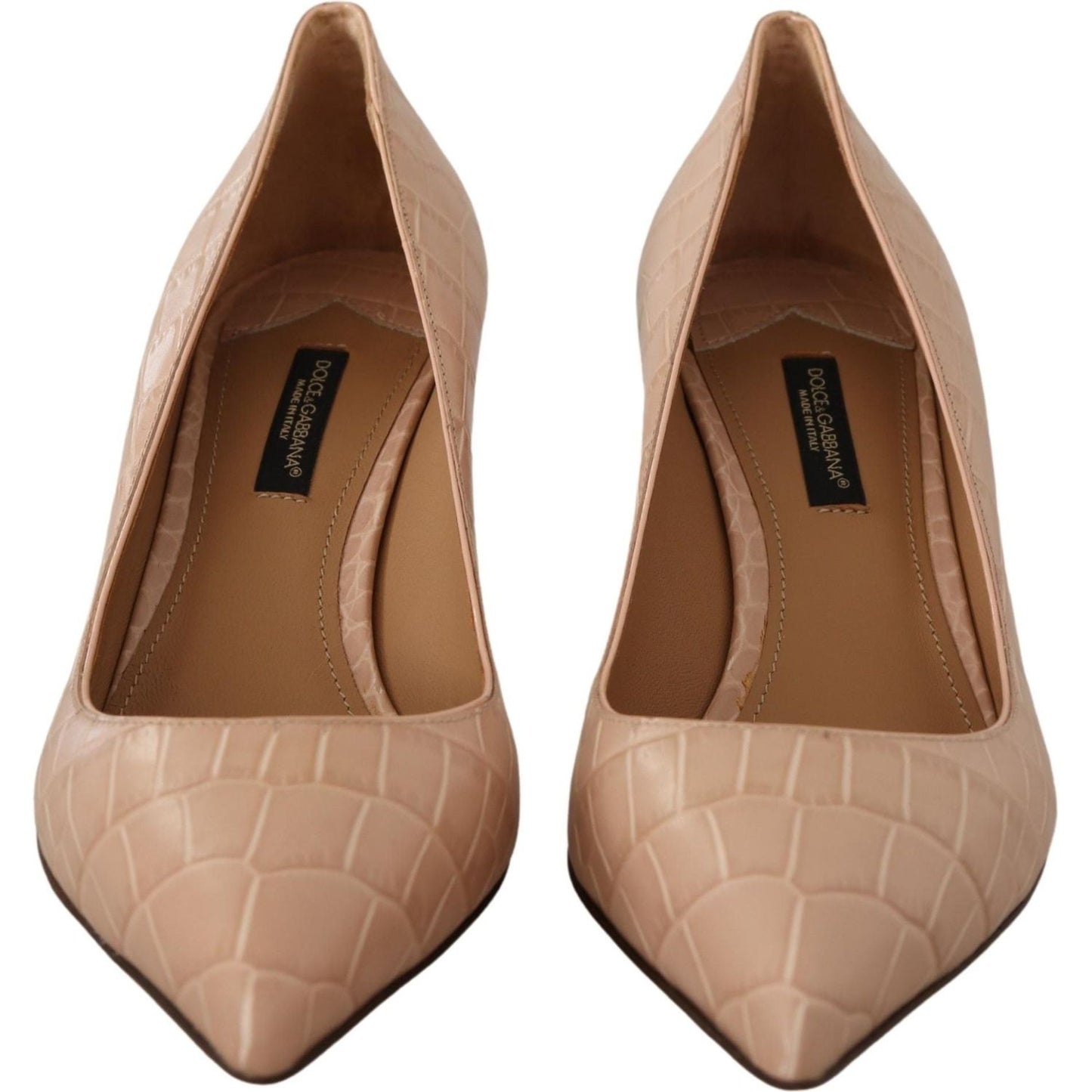 Dolce & Gabbana Beige Leather Pointed Heels Pumps Shoes
