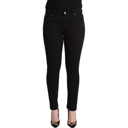 Dolce & Gabbana Black Cotton Mid Waist Denim Slim Fit Jeans