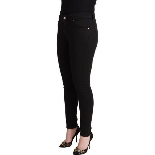 Dolce & Gabbana Black Cotton Mid Waist Denim Slim Fit Jeans