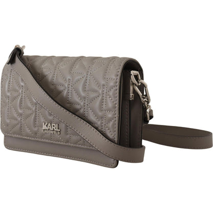 Karl Lagerfeld Light Grey Leather Crossbody Bag Karl Lagerfeld