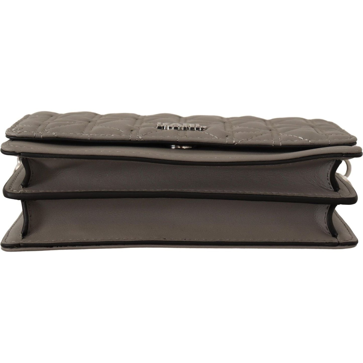 Karl Lagerfeld Light Grey Leather Crossbody Bag Karl Lagerfeld