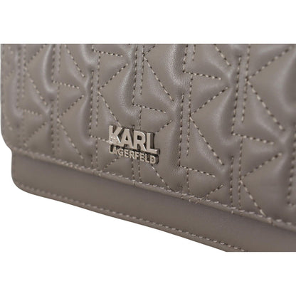 Karl Lagerfeld Light Grey Leather Crossbody Bag Karl Lagerfeld