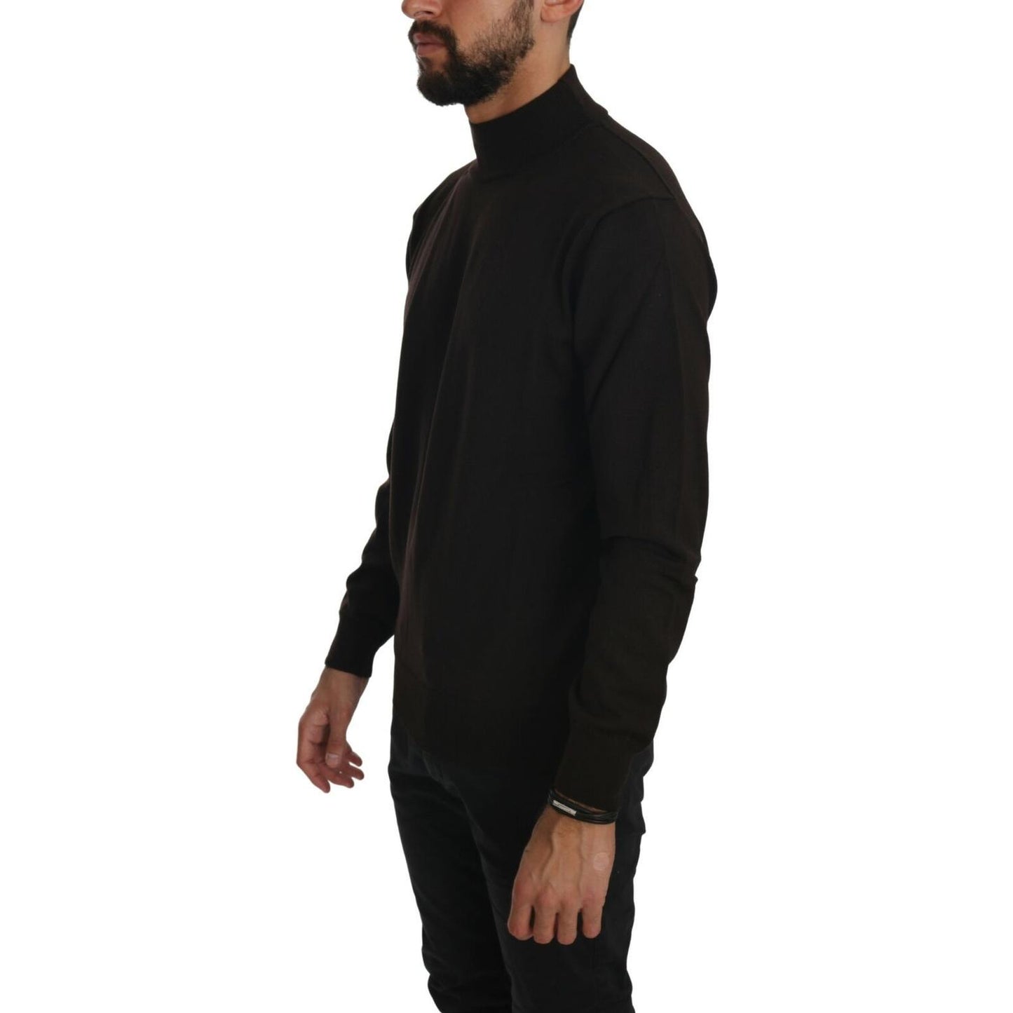 MILA SCHÖN Brown Turtle Neck Pullover Wool Sweater