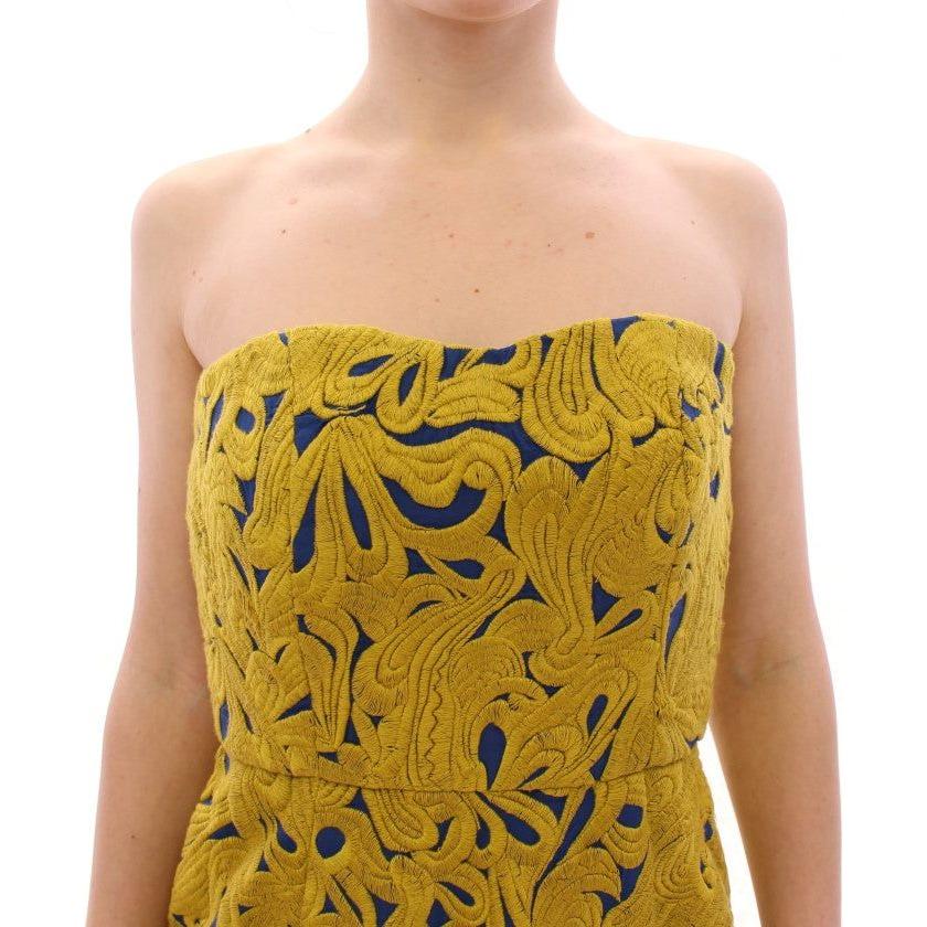 Sachin & Babi Blue Yellow Strapless Bubble Mini Shift Dress GSD12606-3