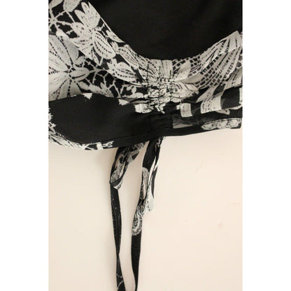 Sachin & Babi Black Silk Floral Pattern Shift Coctail Dress