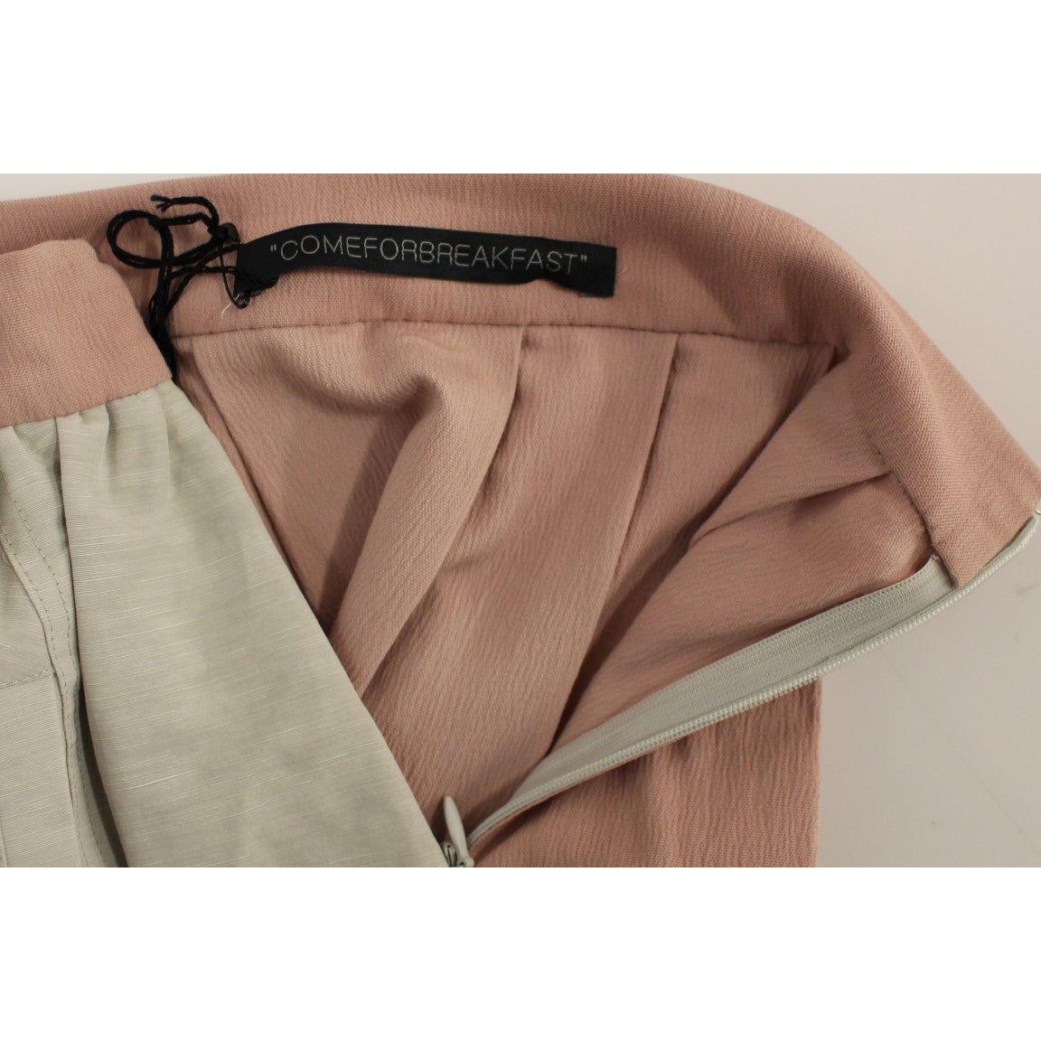 Comeforbreakfast Pink Gray Knee-Length Pleated Skirt