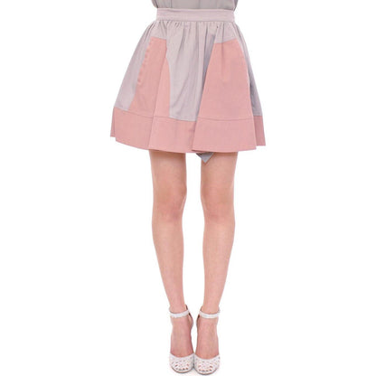 Comeforbreakfast Pink Gray Mini Short Pleated Skirt