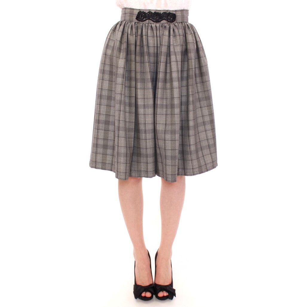 NOEMI ALEMÁN Gray Checkered Wool Shorts Skirt MOM10155-2