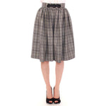 NOEMI ALEMÁN Gray Checkered Wool Shorts Skirt MOM10155-2