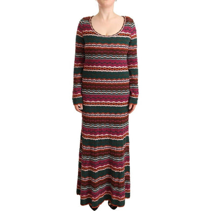 Missoni Multicolor Stripe Wool Knitted Maxi Sheath Dress