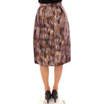 Dolce & Gabbana Brown Floral Silk Straight Full Skirt