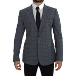 Dolce & Gabbana Blue Checkered Slim Fit Blazer Jacket