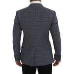 Dolce & Gabbana Blue Checkered Slim Fit Blazer Jacket