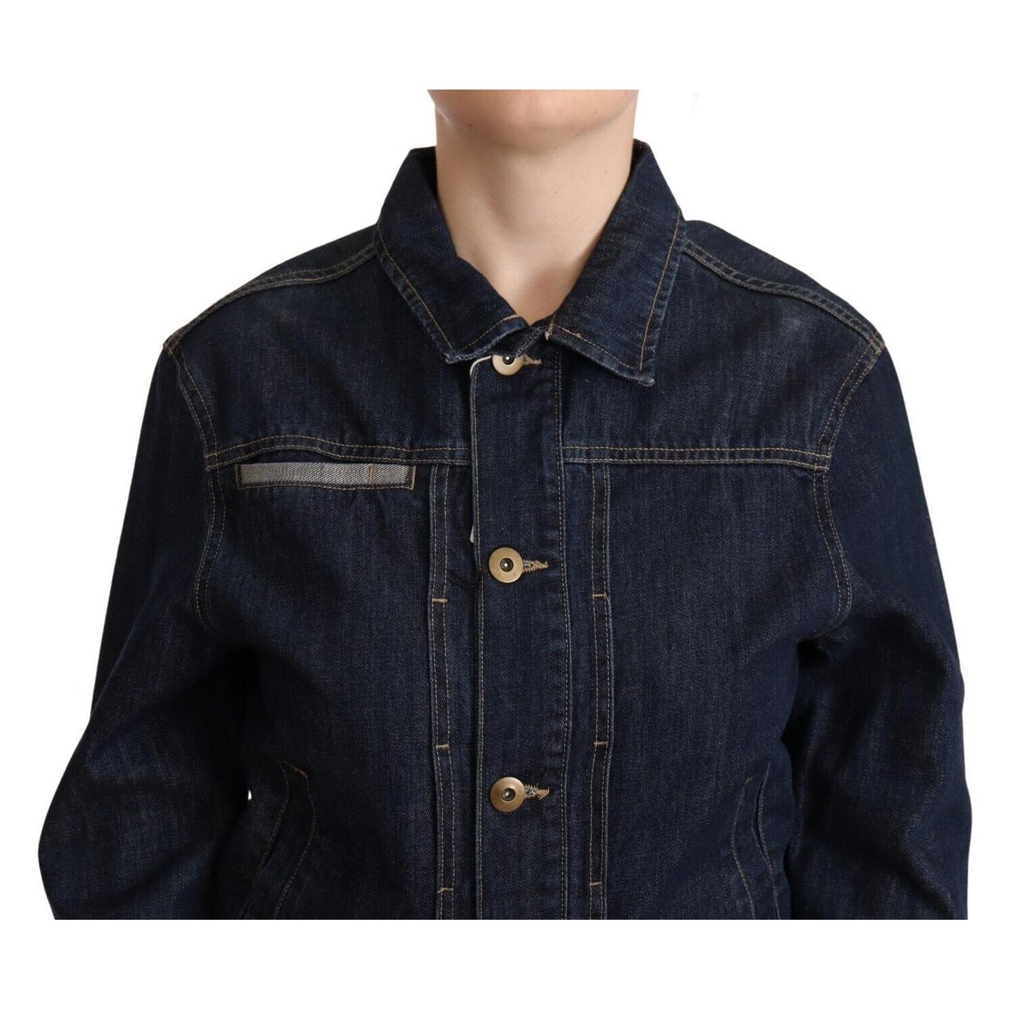 Master Coat Dark Blue Button Down Long Sleeves Denim Jacket