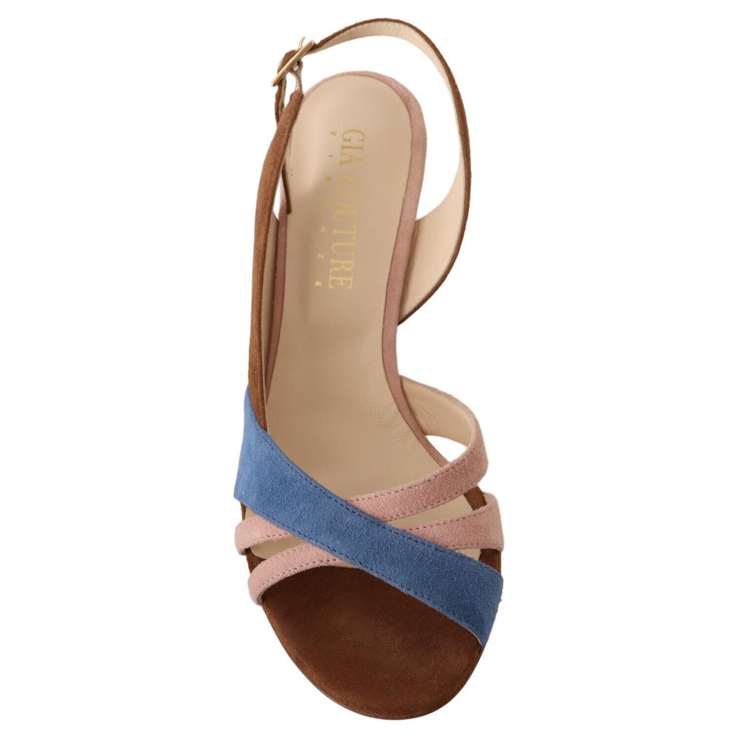 GIA COUTURE Multicolor Suede Leather Slingback Heels Sandals Shoes