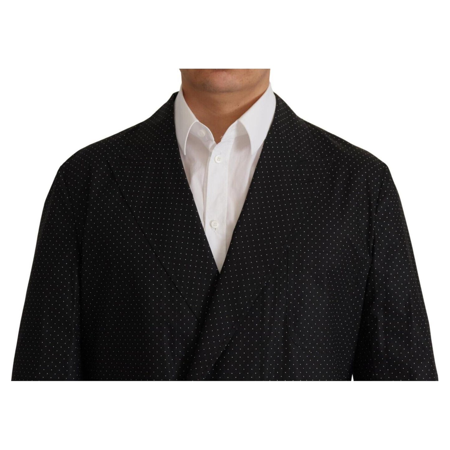 Dolce & Gabbana Black Polka Dotted Cotton Blazer Jacket