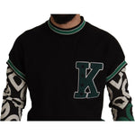 Dolce & Gabbana Black Green Cotton KING Star Crewneck Pullover Sweater TSH7987-XS