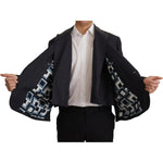 Dolce & Gabbana Blue Linen Formal Mens Blazer Jacket