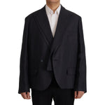 Dolce & Gabbana Blue Linen Formal Mens Blazer Jacket