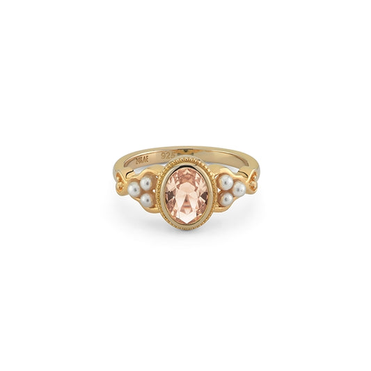 24KAE JEWELS JEWELRY Mod. 12450Y/58 gold ring with gemstone and pearl accents