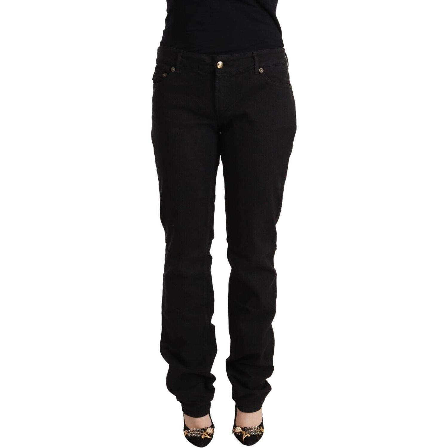 بنطلون جينز أسود ضيق بخصر متوسط ​​من Just Cavalli