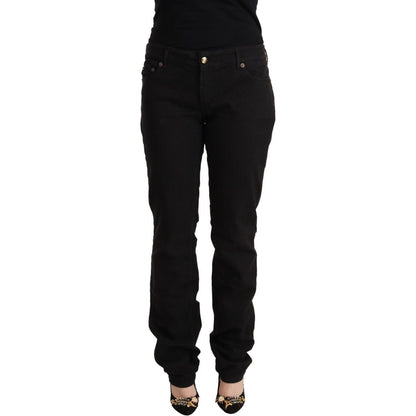 Just Cavalli Black Mid Waist Denim Cotton Skinny Jeans