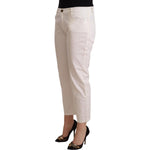 L'Autre Chose White Cotton Mid Waist Cropped Denim Jeans