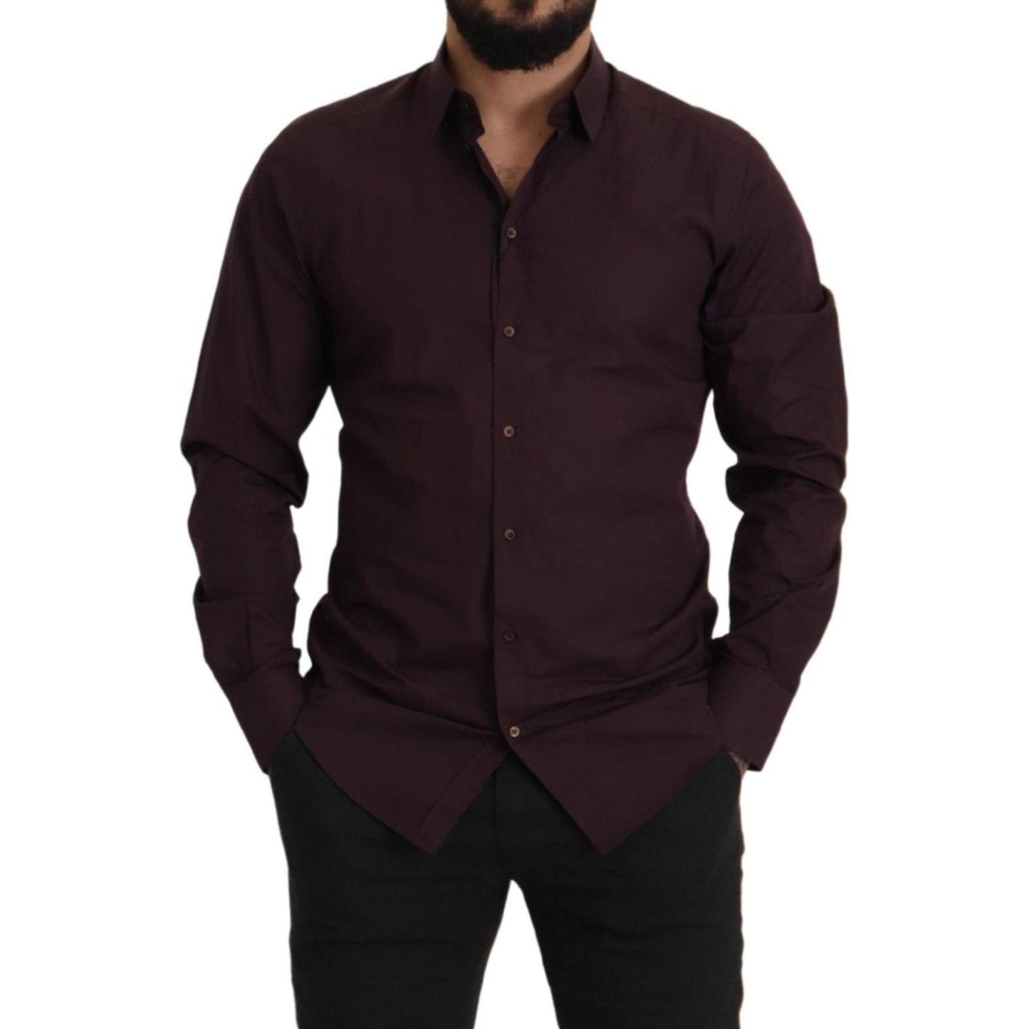 Dolce & Gabbana Purple Cotton GOLD Slim Fit Dress Shirt