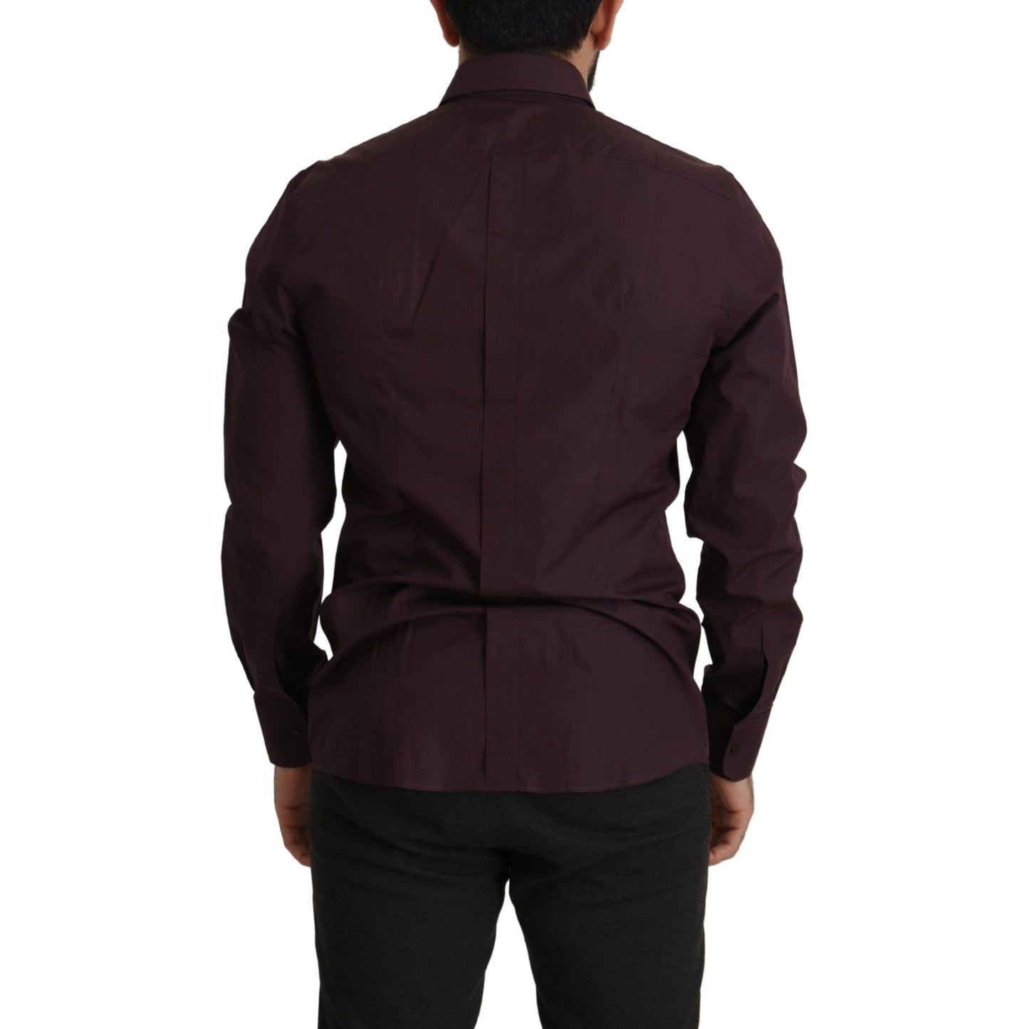 Dolce & Gabbana Purple Cotton GOLD Slim Fit Dress Shirt