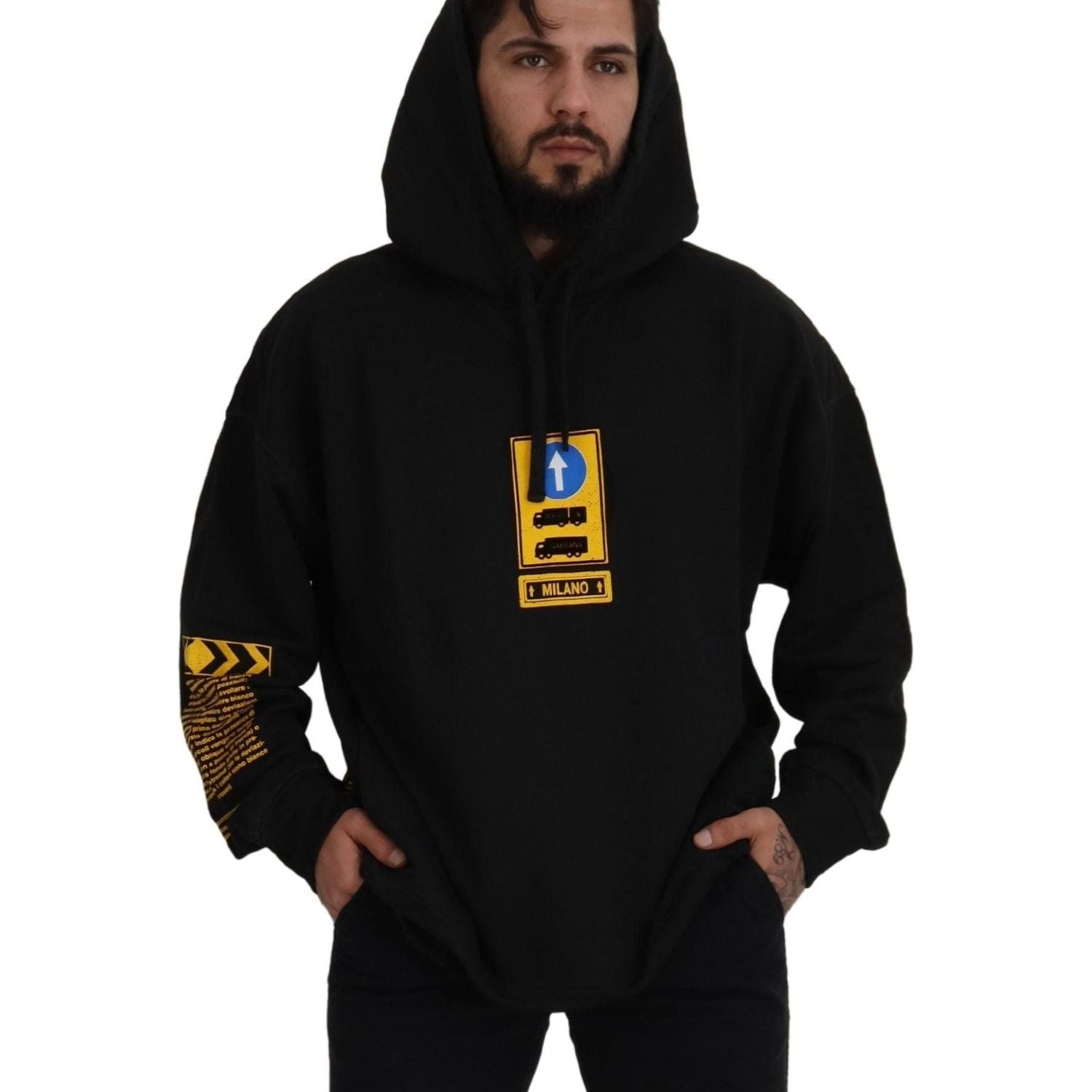 سترة أنيقة من القطن الأسود بغطاء رأس من دولتشي آند غابانا