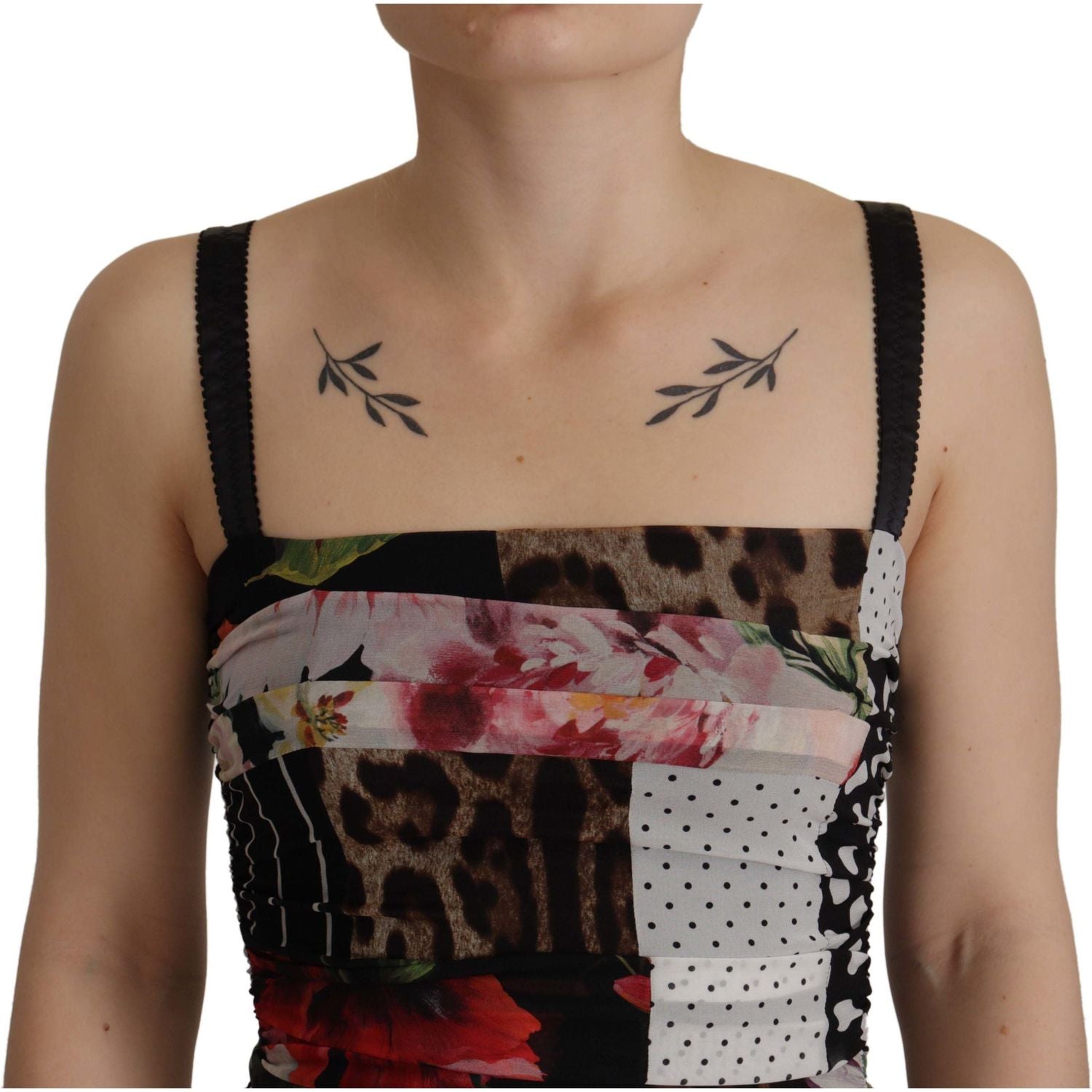 فستان دولتشي آند غابانا الأنيق متوسط ​​الطول من مزيج الحرير