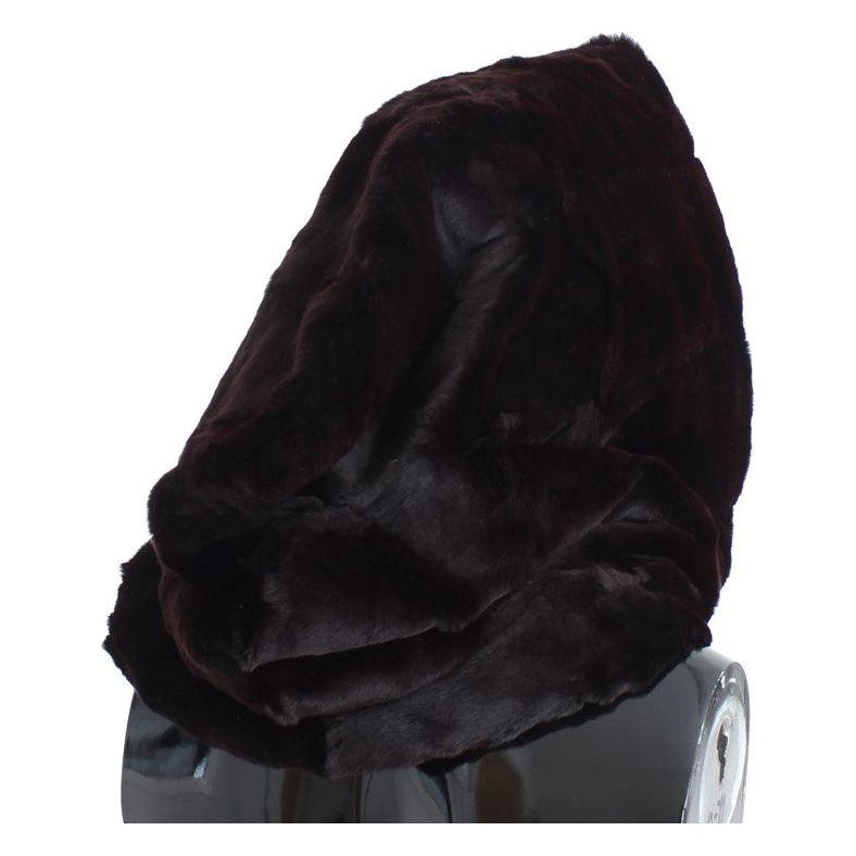 Dolce & Gabbana Purple Weasel Fur Crochet Hood Scarf Hat SIG18220