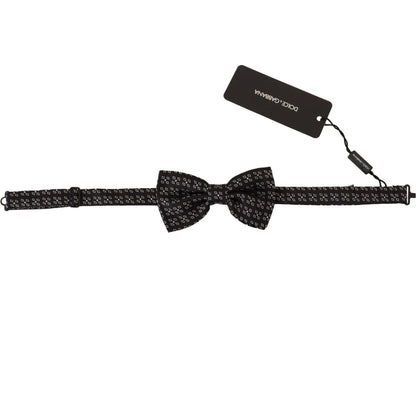 Dolce & Gabbana Black White Polka Dot 100% Silk Neck Papillon Tie