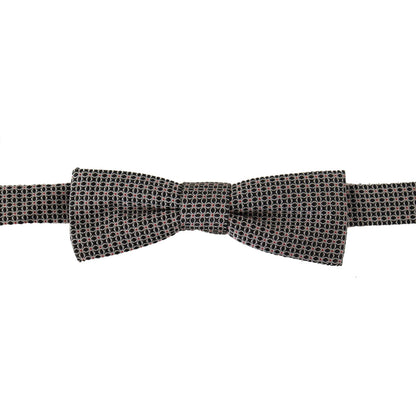 Dolce & Gabbana Black White Flower Pattern Silk Neck Papillon Tie